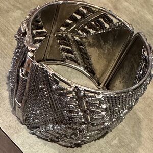 Vintage Silver Statement Cuff hinged Bracelet